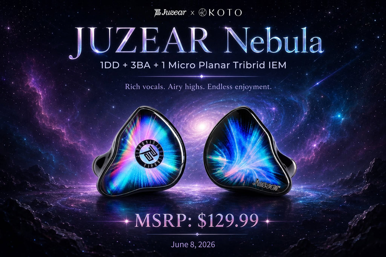 Juzear Presents Nebula: 1DD+3BA+1 Planar Advanced Five-Driver Hybrid IEMs