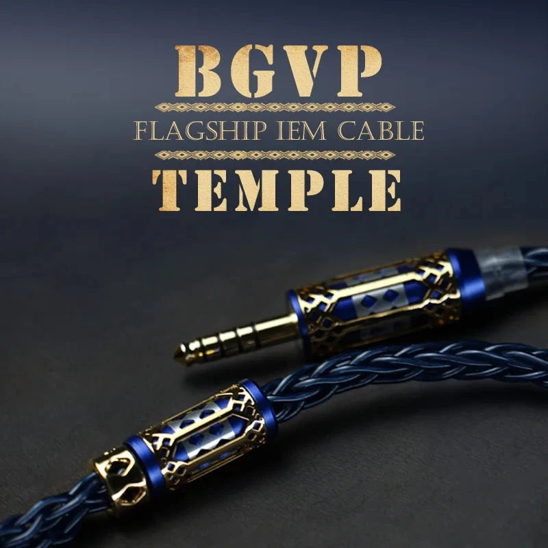 BGVP Temple Single Crystal Copper + Single Crystal Silver Earphone Cable BGVP Temple Blue 4.4mm-0.78 2Pin