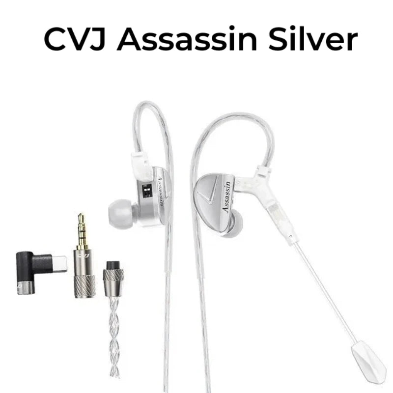 CVJ Assassin Silver 1BA+1DD+1Vibration Driver Unit In-Ear Monitors HiFiGo