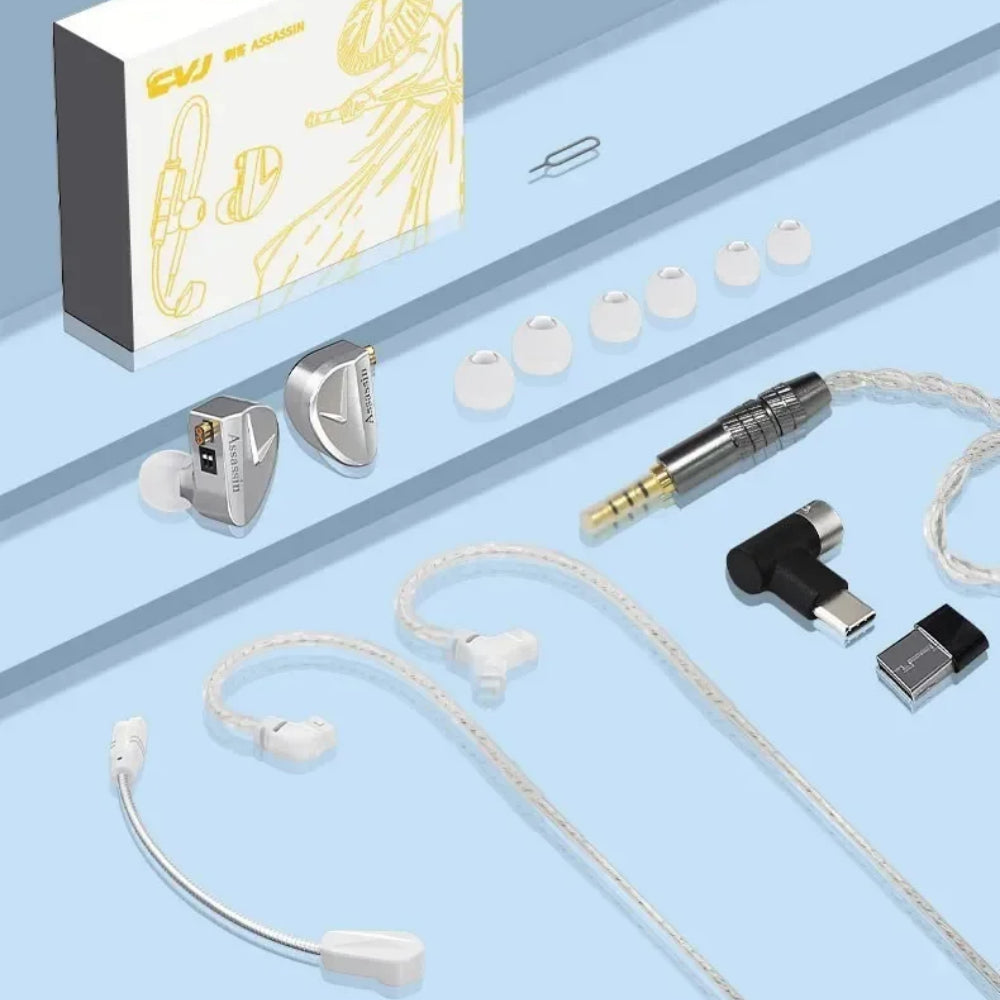 CVJ Assassin Silver 1BA+1DD+1Vibration Driver Unit In-Ear Monitors HiFiGo