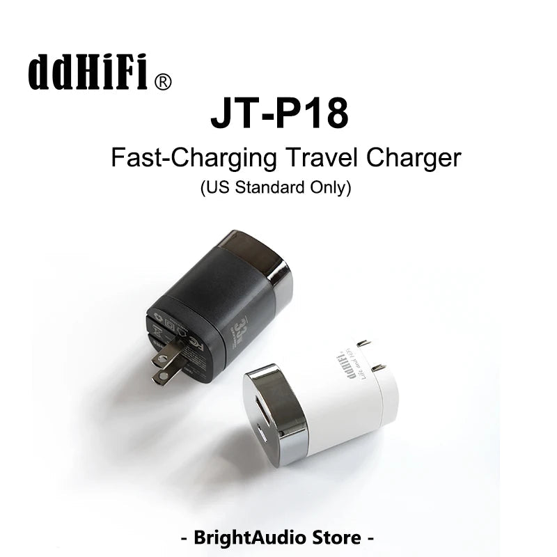 DD ddHiFi JT-P18 Fast-Charging Travel Charger Head Dual Ports USB-C USB-A Supports US Standard Only HiFiGo