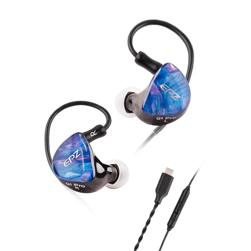 EPZ Q1 Pro/Q1Pro 10mm LCP+PU Composite Diaphragm HiFi In-Ear Earphones HiFiGo Q1Pro-Blue(Type C)