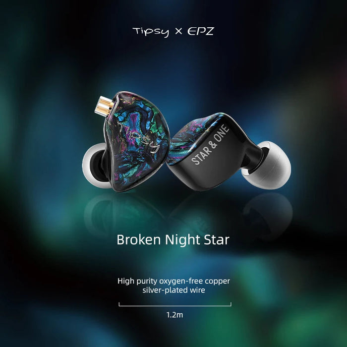 EPZ x Tipsy Star One Electric Regulation Dynamic Driver In-Ear Monitor HiFiGo Star One-NoMic-1.2m-Black 