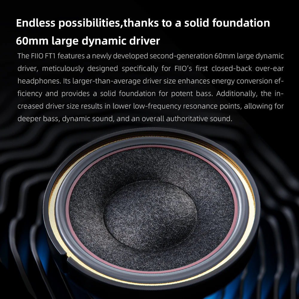 FiiO FT1 Closed-Back 60mm Large Dynamic Driver Headphones HiFiGo