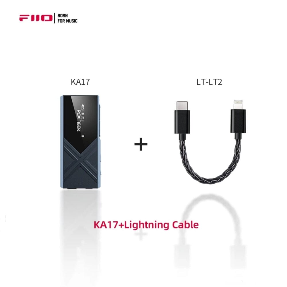 FiiO KA17 Dual ES9069Q USB DAC Audio HiFi Portable Headphone AMP HiFiGo KA17 Blue+LT2 Lightning Cable