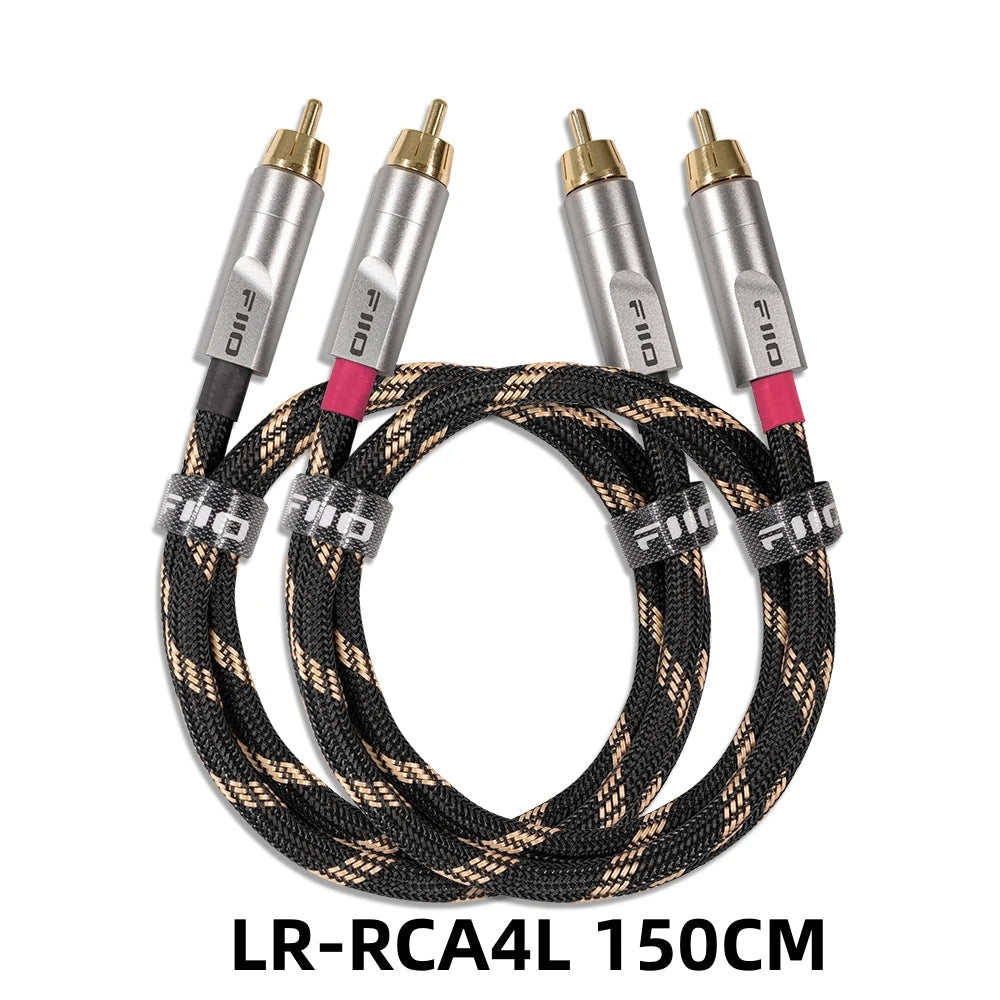 FiiO LR-RCA4 Dual RCA Analog 5N Silver-Plated Pure Copper Audio Cable HiFiGo LR-RCA4 150CM