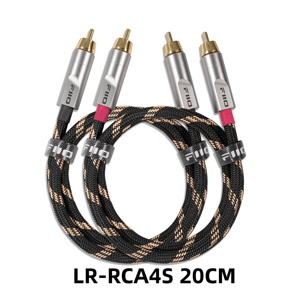 FiiO LR-RCA4 Dual RCA Analog 5N Silver-Plated Pure Copper Audio Cable HiFiGo LR-RCA4 20CM