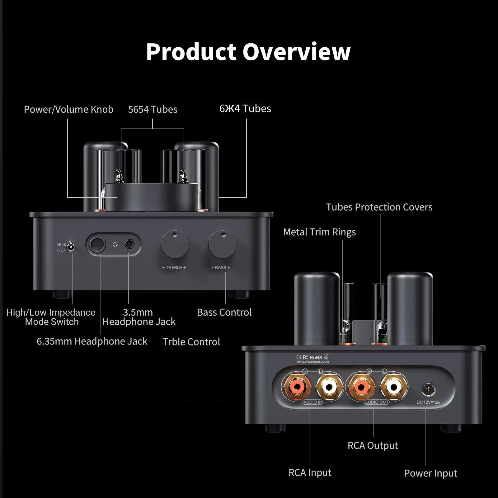 Fosi Audio GR70 Tube Preamp & Headphone Amplifier Fosi Audio