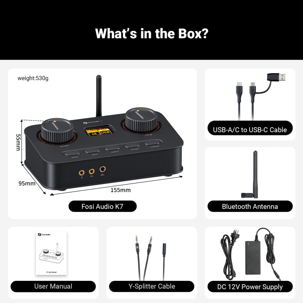 Fosi Audio K7 HiFi DAC & Headphone Amplifier HiFiGo K7- AU Plug