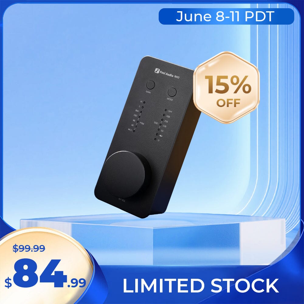 Fosi Audio sk02 オーディオインターフェイス ブラック Fosi Audio SK02 ES9038Q2M Compact Desktop DAC and Headphone Amplifier