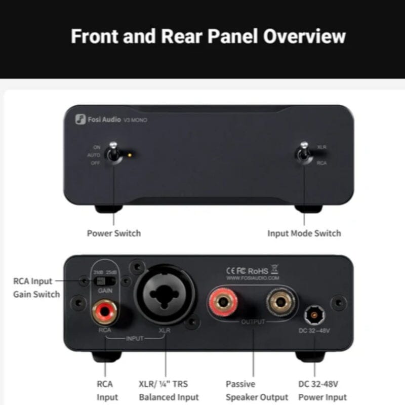 Fosi Audio V3 Mono Monoblock Power Amplifier HiFiGo