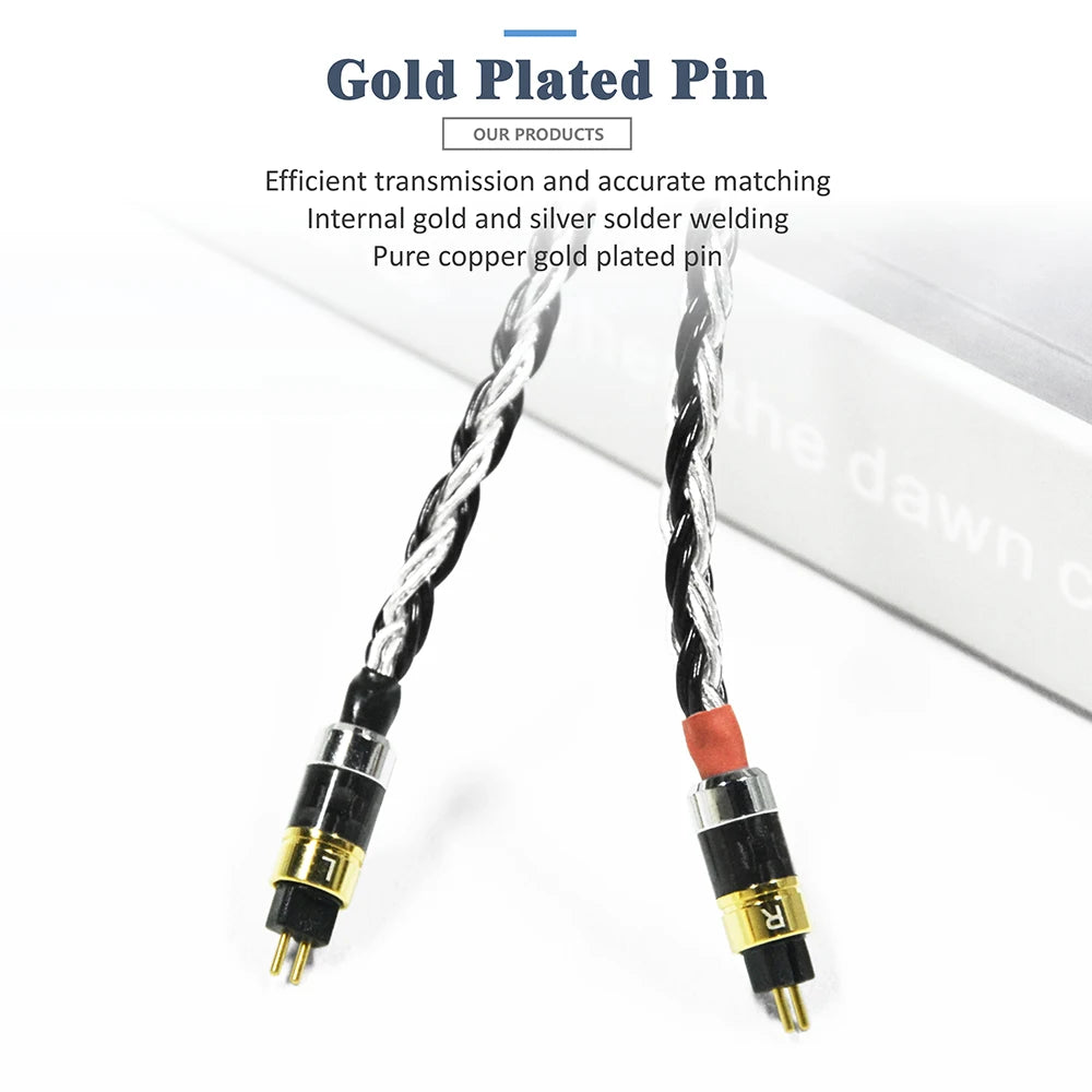 GUCraftsman 0.78mm 2Pin 16 Strands 7N Single Crystal Copper/Silver Mixed Earphone Cable - MMCX Connector HiFiGo