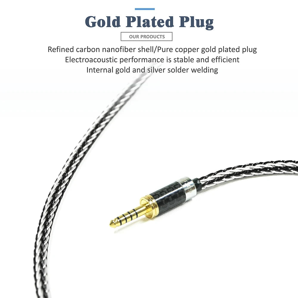 GUCraftsman 0.78mm 2Pin 16 Strands 7N Single Crystal Copper/Silver Mixed Earphone Cable - MMCX Connector HiFiGo