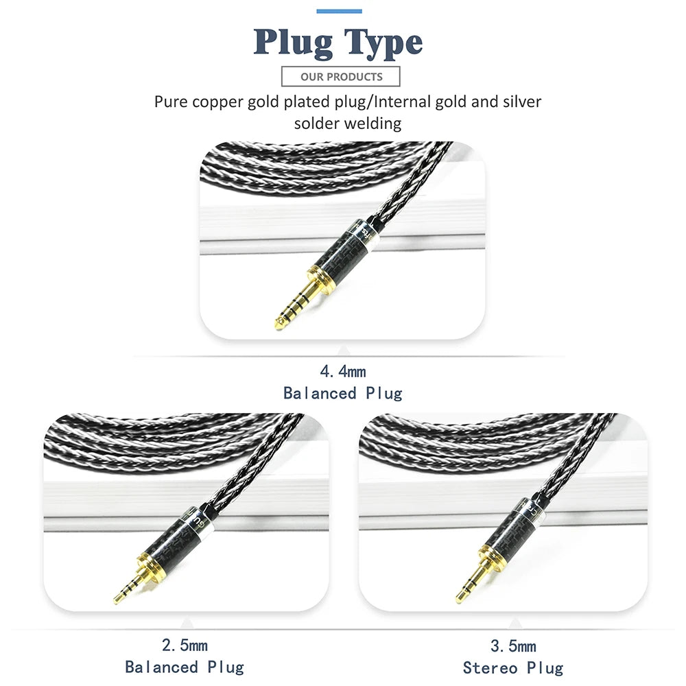 GUCraftsman 0.78mm 2Pin 16 Strands 7N Single Crystal Copper/Silver Mixed Earphone Cable - MMCX Connector HiFiGo