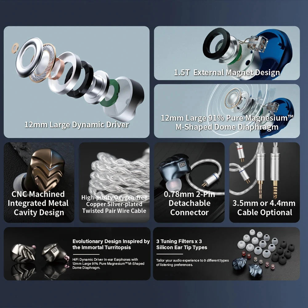 Hidizs MK12 Turris 12mm Dynamic Driver IEMs Hidizs