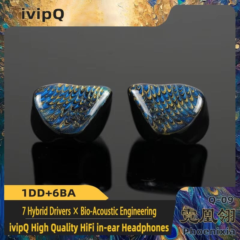 ivipQ Q-09 Phoenixia 1DD+6BA Hybrid Drivers IEMs HiFiGo Q-09 Phoenixia