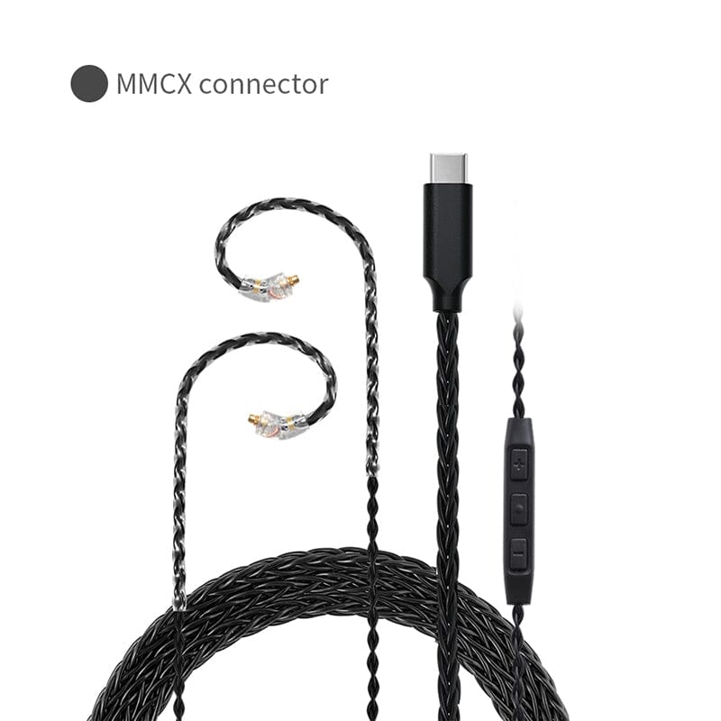 JCALLY TC08 Pro TYPE-C Earphone Upgrade Cable HiFiGo TC08-Pro-MMCX-Black