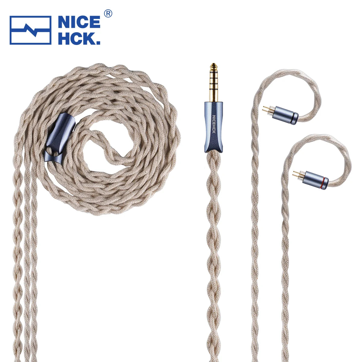 NiceHCK WabiZone 7N OCC+5N Single Crystal Silver HiFi IEM Cable HiFiGo OFC 4.4mm to 2Pin