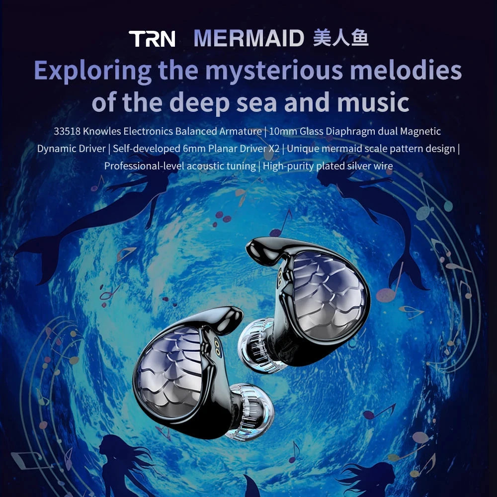 TRN Mermaid 1DD+1BA+2Planar Drivers In-Ear Monitor HiFiGo