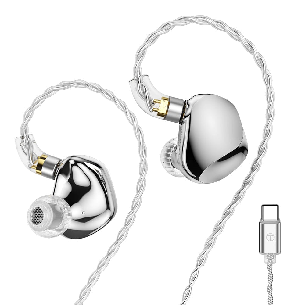 TRN VX Pro+ 1DD+8BA Hybrid In-Ear Earphones HiFiGo Type c Silver-mic
