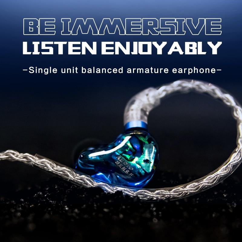 AUDIOSENSE DT100 Knowles Single Balanced Armature Earphones IEMs Earphone HiFiGo