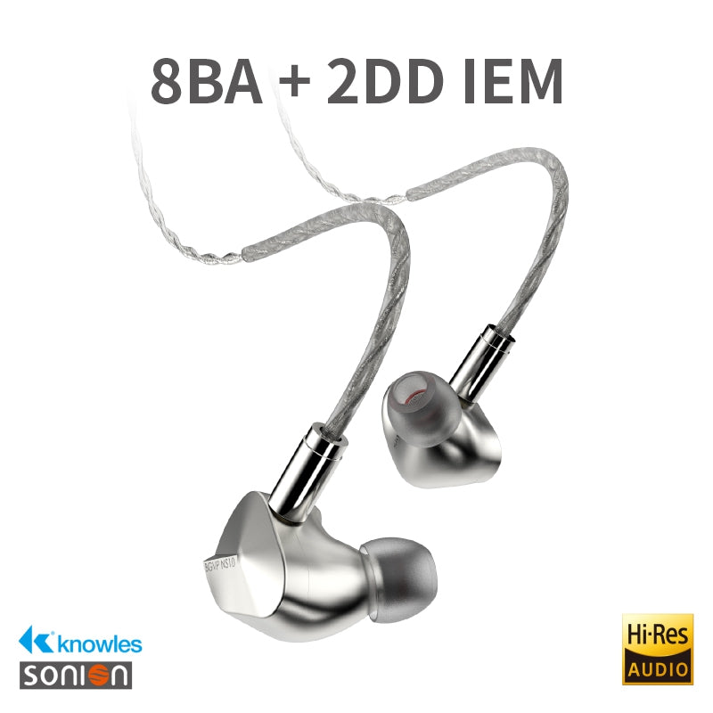 BGVP NS10 8BA+2DD Hybrid Driver In-Ear Monitors IEMs HiFiGo