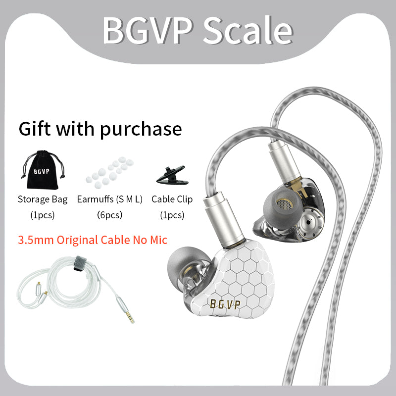 BGVP Scale Dual Dynamic Circle In-Ear Monitors HiFiGo No Mic White