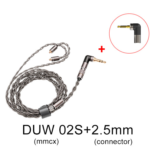 DUNU DUW02S DUW-02S High-purity Upgraded Earphone Cable HiFiGo MMCX(and 2.5mm)
