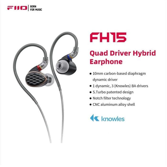 FiiO FH15 リケーブル可能イヤホン FiiO FH15 1DD + 3 BA Hybrid Technology In-Ear Earphone With 3.5mm