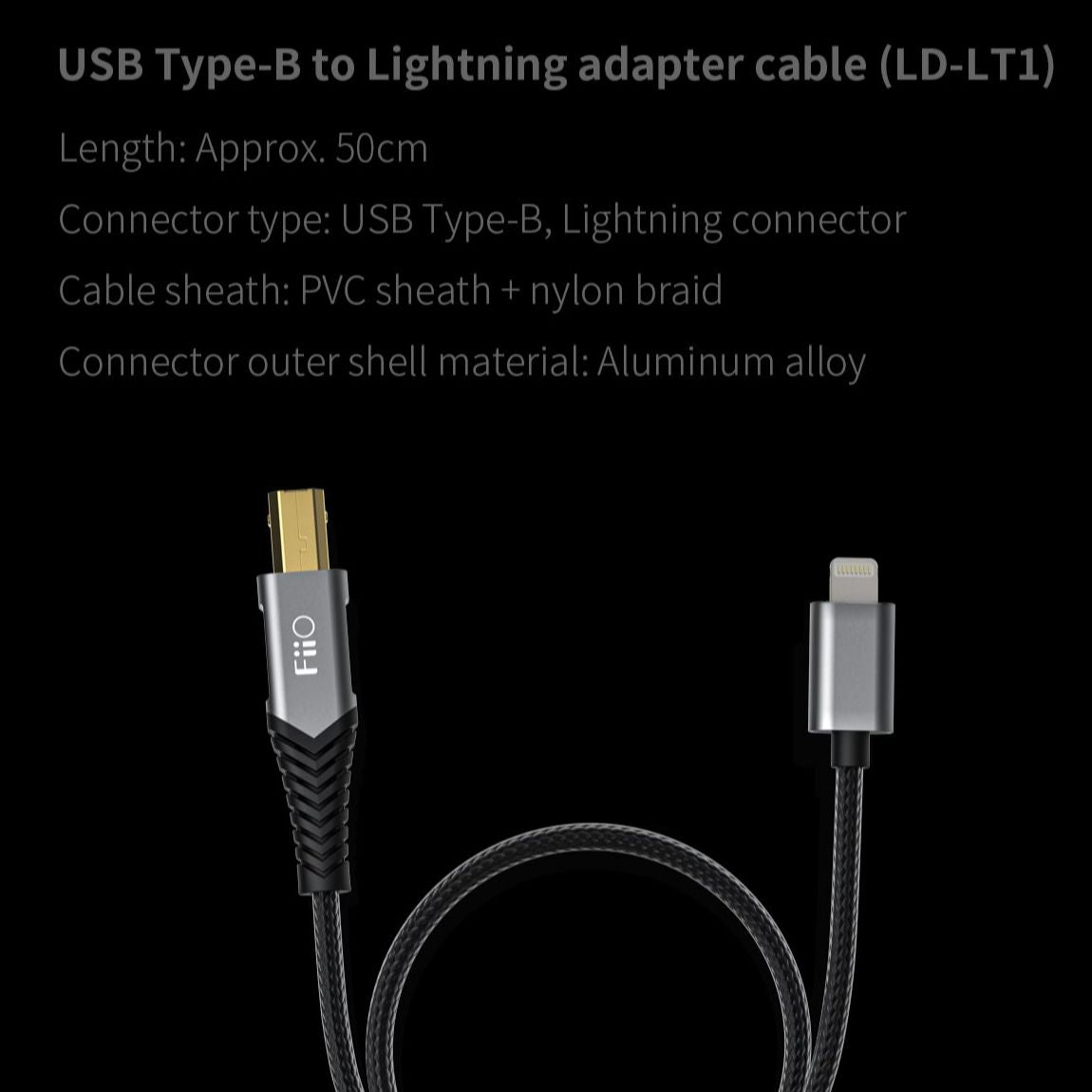 FiiO LD-TC1 / LD-LT1 USB Type-B To Type-C / Lightning Adapter Cables HiFiGo LD-LT1(Lightning)