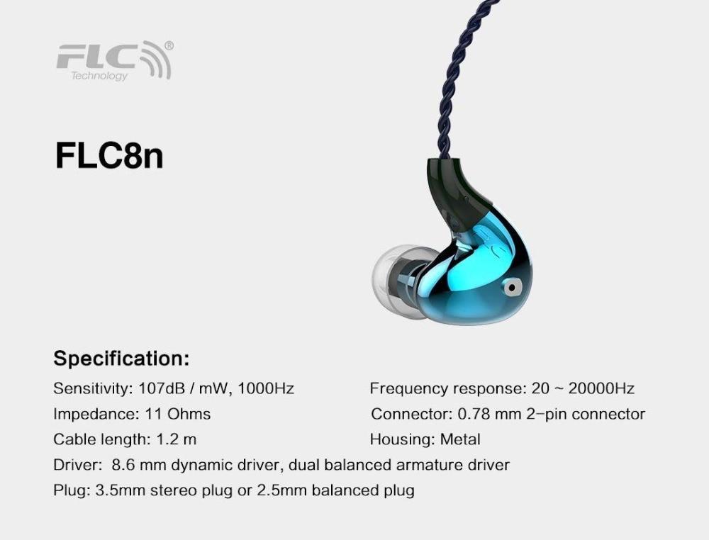 FORREST FLC8N Hybrid Dual Balanced Armature Dynamic Earphones HiFiGo