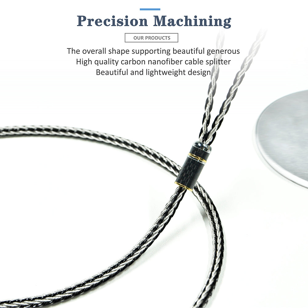 GUCraftsman 16 Strands 7N Single Crystal Copper/Silver Mixed Earphone Cable - MMCX Connector HiFiGo