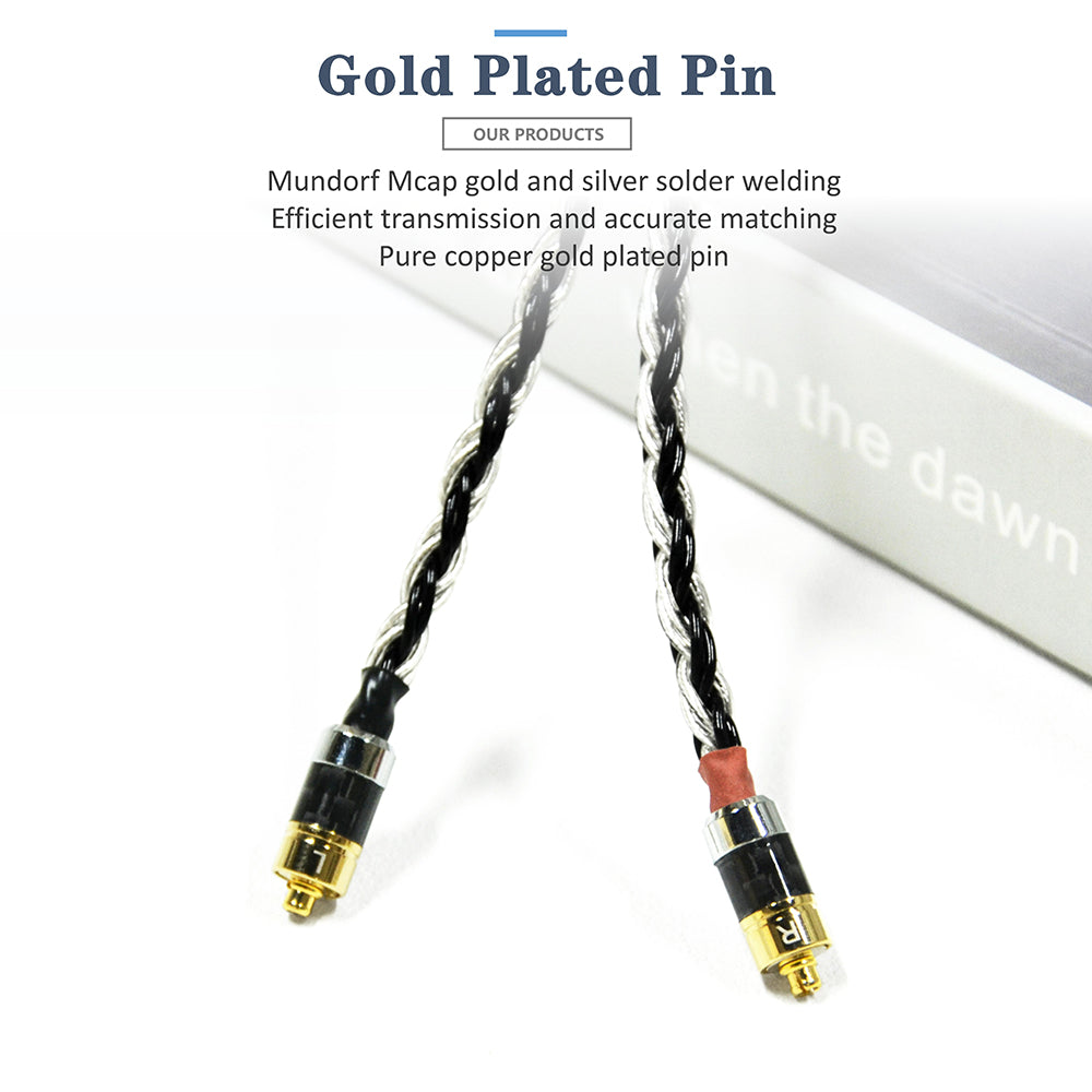GUCraftsman 16 Strands 7N Single Crystal Copper/Silver Mixed Earphone Cable - MMCX Connector HiFiGo