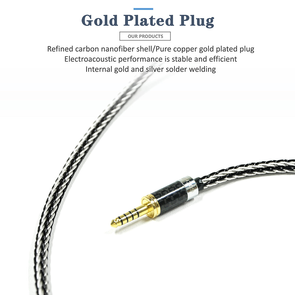 GUCraftsman 16 Strands 7N Single Crystal Copper/Silver Mixed Earphone Cable - MMCX Connector HiFiGo