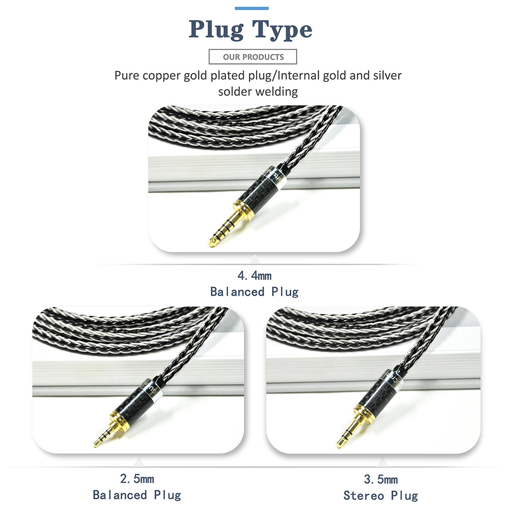 GUCraftsman 16 Strands 7N Single Crystal Copper/Silver Mixed Earphone Cable - MMCX Connector HiFiGo