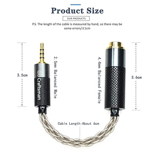 GUCraftsman 2.5mm <-> 4.4mm & 3.5mm To 2.5mm/4.4mm Adapter HiFiGo 2.5mm Male To 4.4mm 