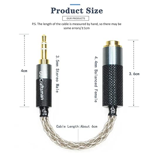 GUCraftsman 2.5mm <-> 4.4mm & 3.5mm To 2.5mm/4.4mm Adapter HiFiGo 3.5 Male To 4.4mm