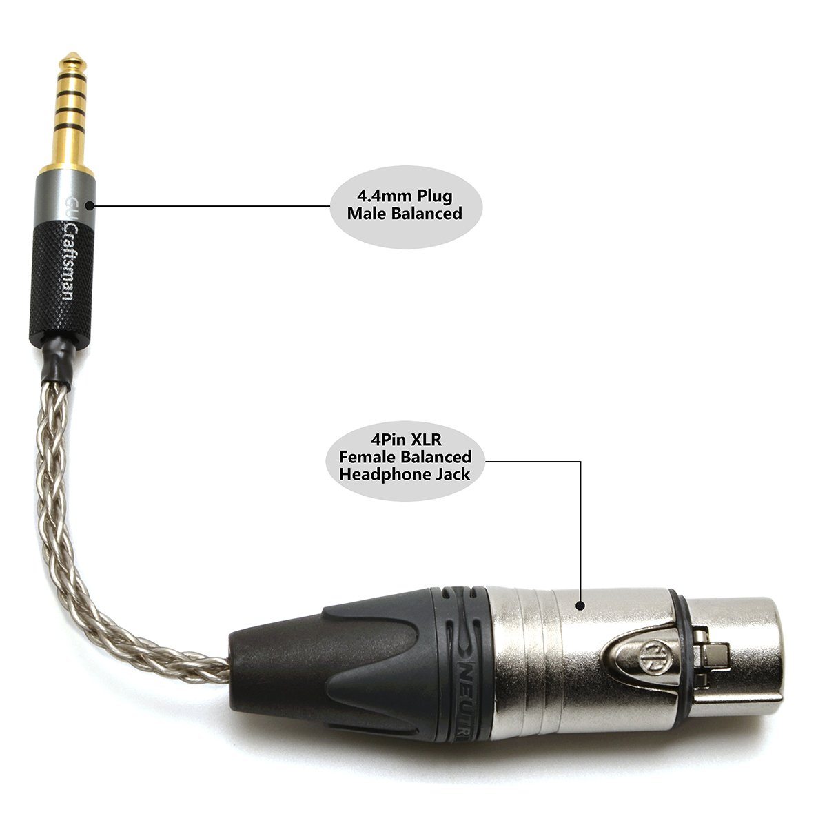 Gucraftsman 4pin XLR female to 4.4mm male adapter ad HiFiGo