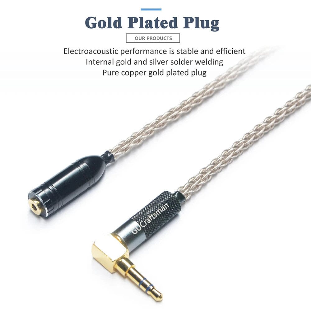 GUCraftsman 6N Silver 8-core IE800 IE800s HIFI 2.5mm/4.4mm Balance Headphone Upgrade Cable HiFiGo