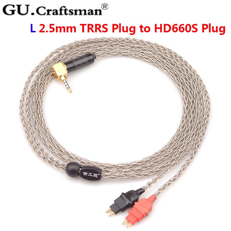 GUcraftsman 6n silver HD600 HD650 HD660s Headphone upgrade Cables 4.4/2.5mm balance HiFiGo