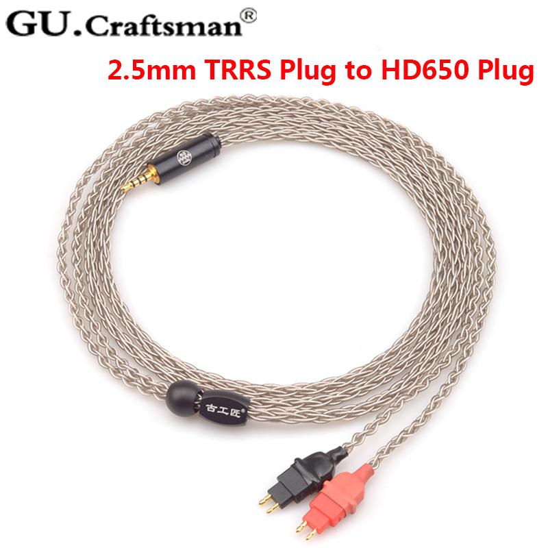 GUcraftsman 6n silver HD600 HD650 HD660s Headphone upgrade Cables 4.4/2.5mm balance HiFiGo
