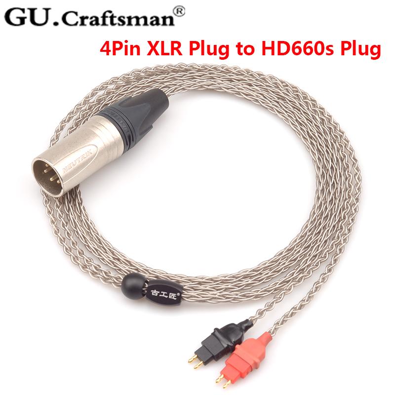 GUcraftsman 6n silver HD600 HD650 HD660s Headphone upgrade Cables 4.4/2.5mm balance HiFiGo