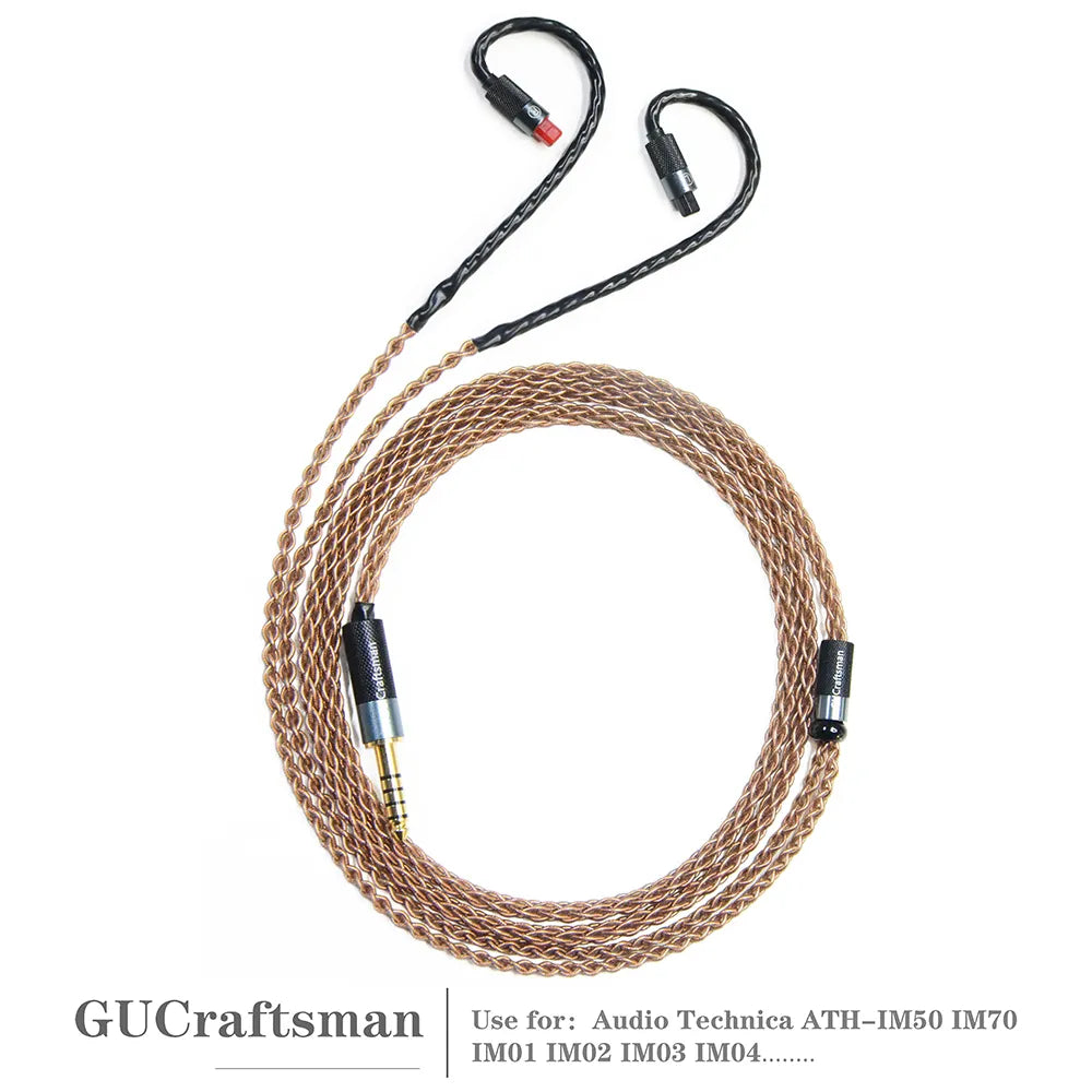 GUCraftsman 6N Single Crystal Copper Earphone Cables For Audio Technica ATH-IM50 IM70 IM01 IM02 IM03 IM04 HiFiGo