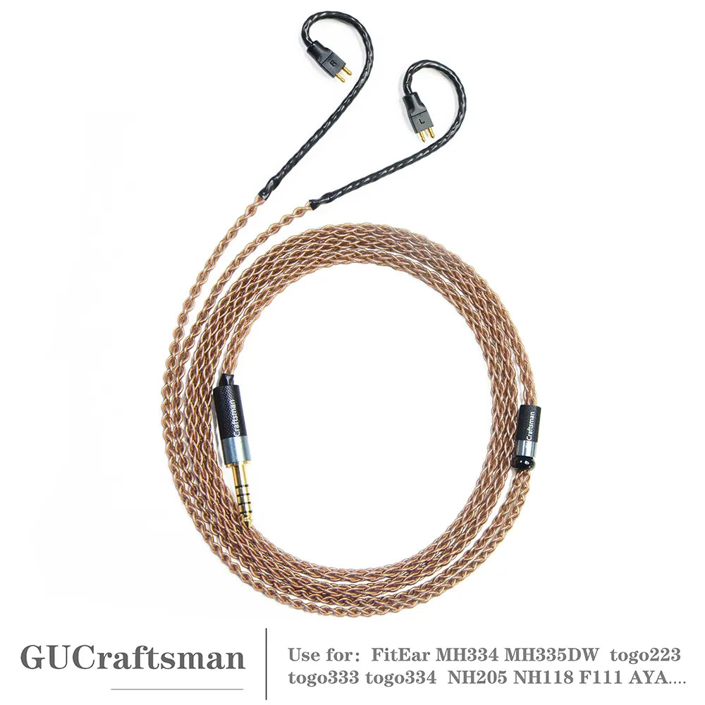 GUCraftsman 6N Single Crystal Copper Earphone Cables For FitEar MH334 MH335DW togo334 Private 223 Private 333 F111 HiFiGo