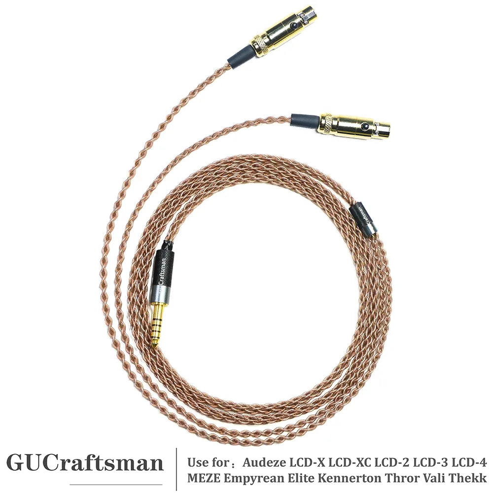 GUCraftsman 6N Single Crystal Copper Headphone Cables For Audeze LCD-X LCD-XC LCD-2 LCD-3 LCD-4 HiFiGo