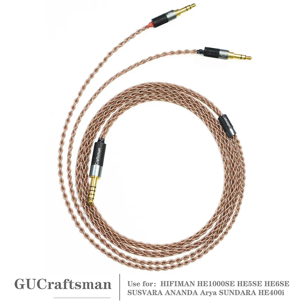 GUCraftsman 6N Single Crystal Copper Headphone Cables For HIFIMAN SUSVARA ANANDA Arya SUNDARA HE1000SE HE5SE HE6SE HiFiGo