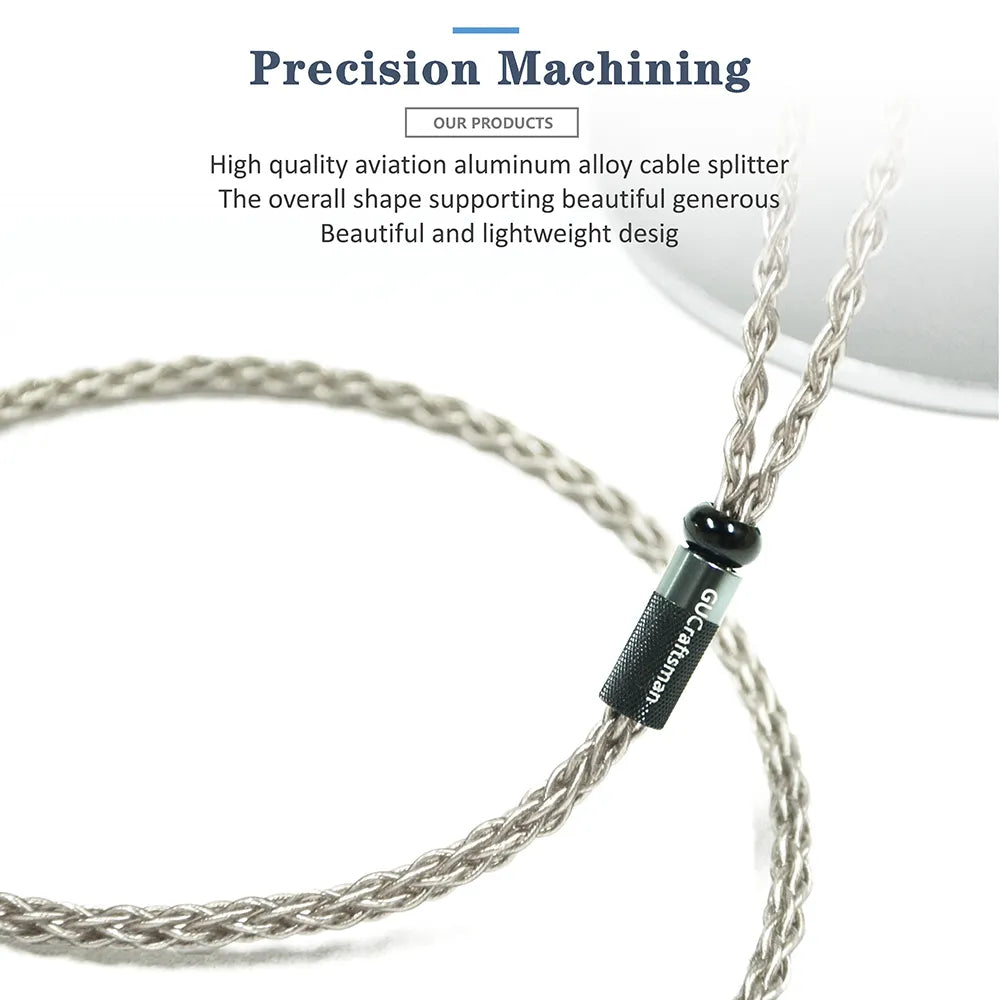 GUCraftsman 6N Single Crystal Silver 0.78mm Earphone Cables For 64audio A12t/U12 A18 TIA Oriolus RE2000PRO iSINE20 HiFiGo