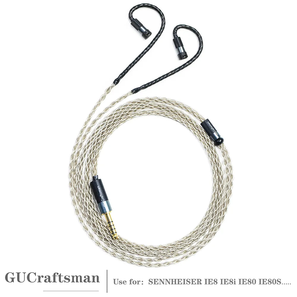 GUCraftsman 6N Single Crystal Silver Earphone Cables For SENNHEISER IE8 IE8i IE80 IE80S HiFiGo