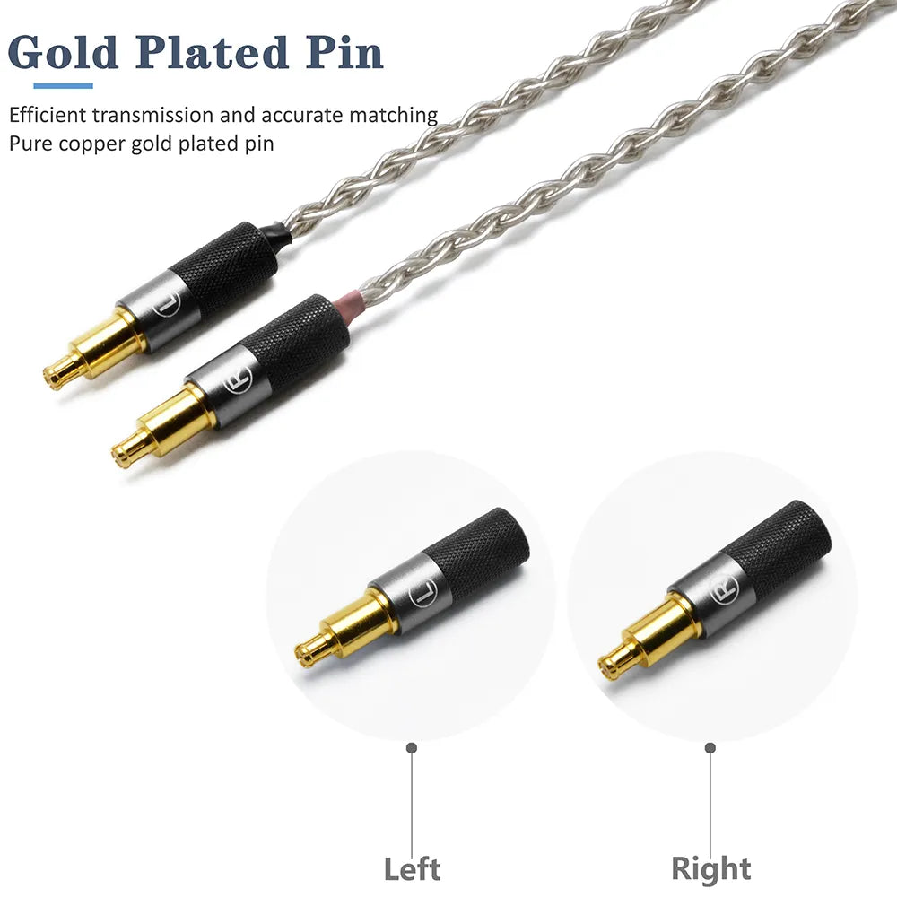 GUCraftsman 6N Single Crystal Silver Headphone Cables For Audio-technica ATH-ADX5000 MSR7B ESW950 ESW990H ES770H AP2000Ti A2DC HiFiGo