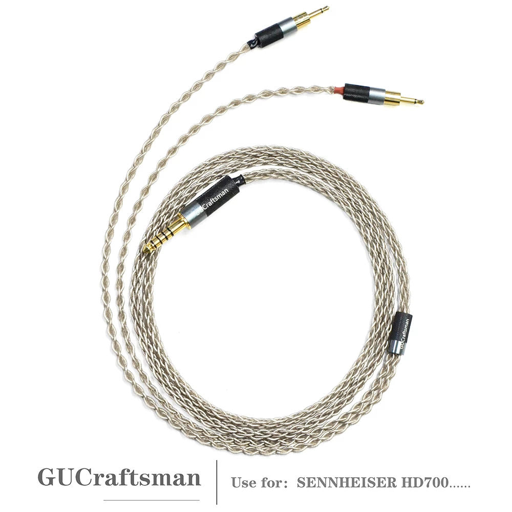 GUCraftsman 6N Single Crystal Silver Headphone Replacement Cables For SENNHEISER HD700 HiFiGo